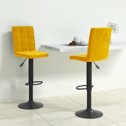 Bar Stool Set of 2 Mustard Yellow