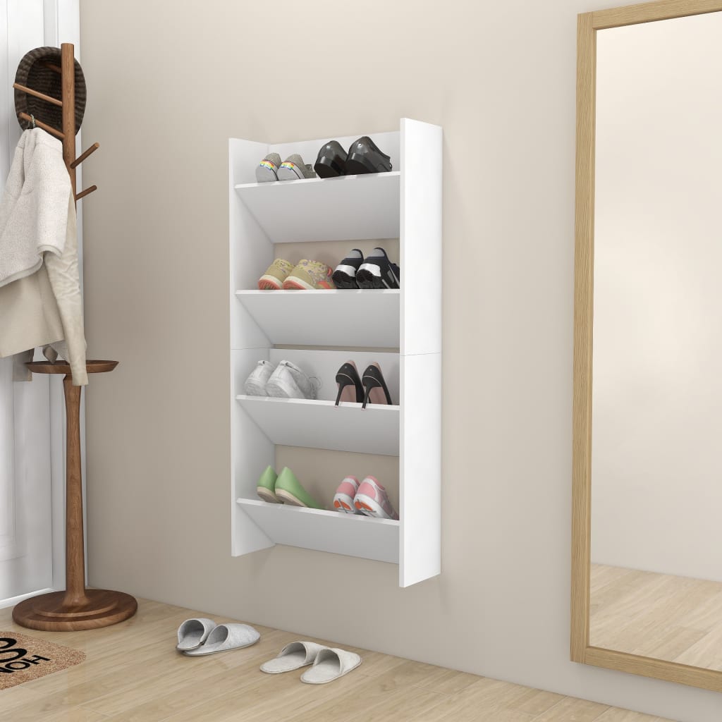 Wall Shoe Cabinets 2 pcs White 23.6"x7.1"x23.6" Engineered Wood