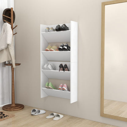 Wall Shoe Cabinets 2 pcs White 23.6"x7.1"x23.6" Engineered Wood
