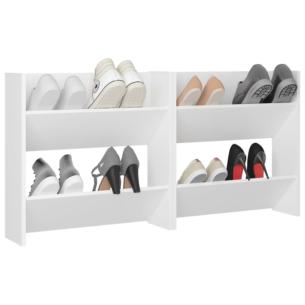 Wall Shoe Cabinets 2 pcs White 23.6"x7.1"x23.6" Engineered Wood