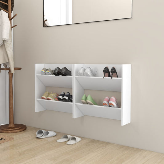 Wall Shoe Cabinets 2 pcs White 23.6"x7.1"x23.6" Engineered Wood