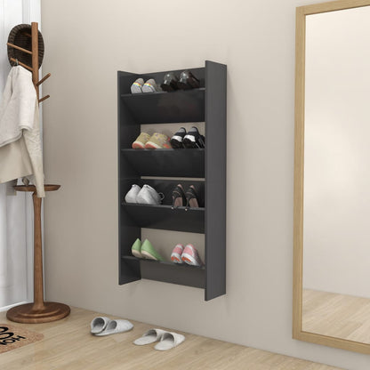 Wall Shoe Cabinets 2 pcs Gray 23.6"x7.1"x23.6" Engineered Wood