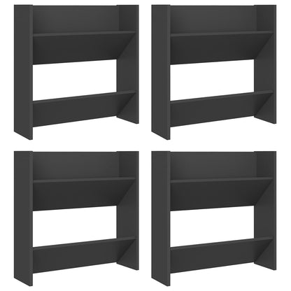 Wall Shoe Cabinet Set of 4 Gray Engineered wood