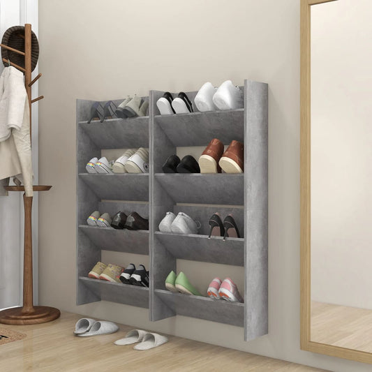 Wall Shoe Cabinets 4 pcs Concrete Gray 23.6"x7.1"x23.6" Engineered Wood