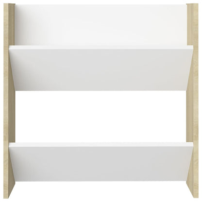 Wall Shoe Cabinet Set of 2 White and sonoma oak Engineered wood