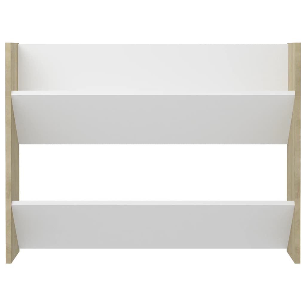 Wall Shoe Cabinet White and Sonoma Oak Engineered Wood Compact