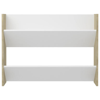 Wall Shoe Cabinet White and Sonoma Oak Engineered Wood Compact