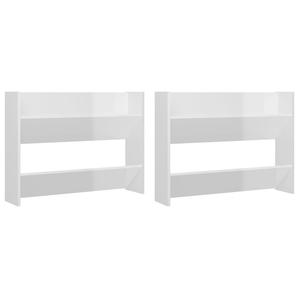 Wall Shoe Cabinets 2 pcs High Gloss White 31.5"x7.1"x23.6" Engineered Wood