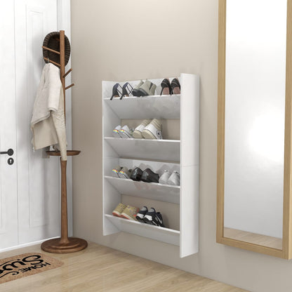 Wall Shoe Cabinets 2 pcs High Gloss White 31.5"x7.1"x23.6" Engineered Wood
