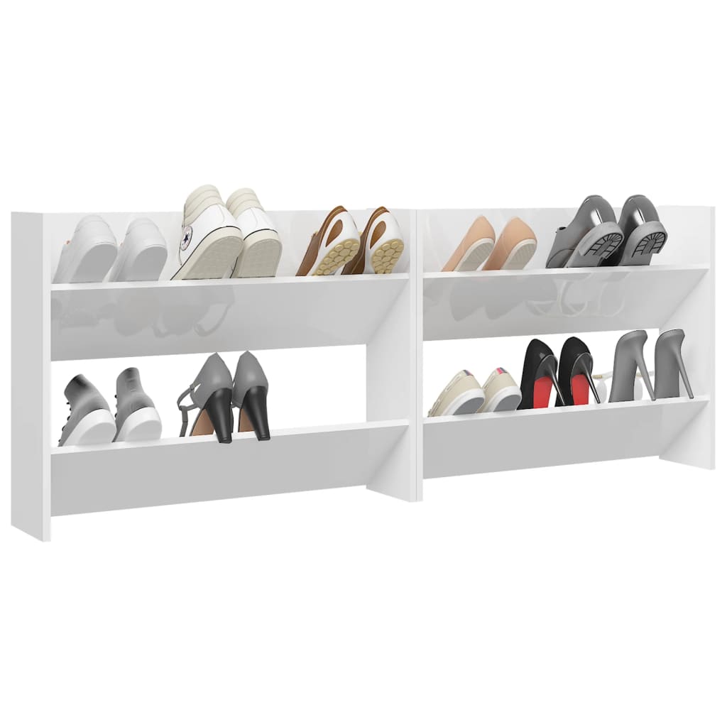 Wall Shoe Cabinets 2 pcs High Gloss White 31.5"x7.1"x23.6" Engineered Wood