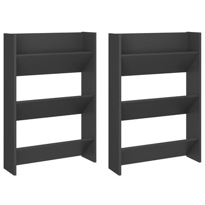 Wall Shoe Cabinet Set of 2 Grey Engineered wood Compact