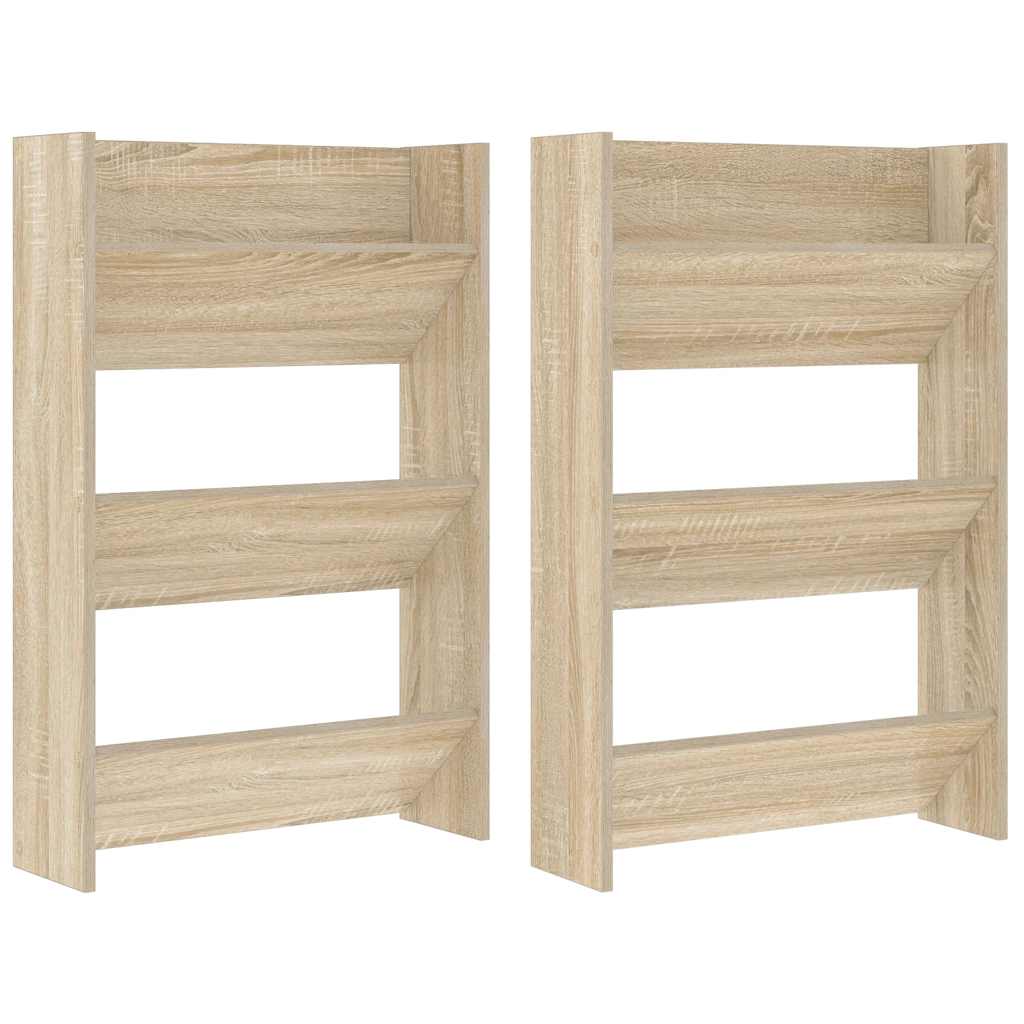 Wall Shoe Cabinets 2 pcs Sonoma Oak 23.6"x7.1"x35.4" Engineered Wood