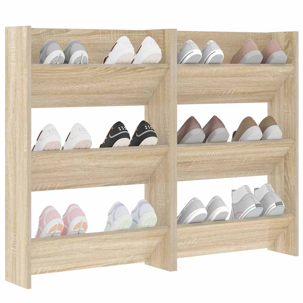 Wall Shoe Cabinets 2 pcs Sonoma Oak 23.6"x7.1"x35.4" Engineered Wood