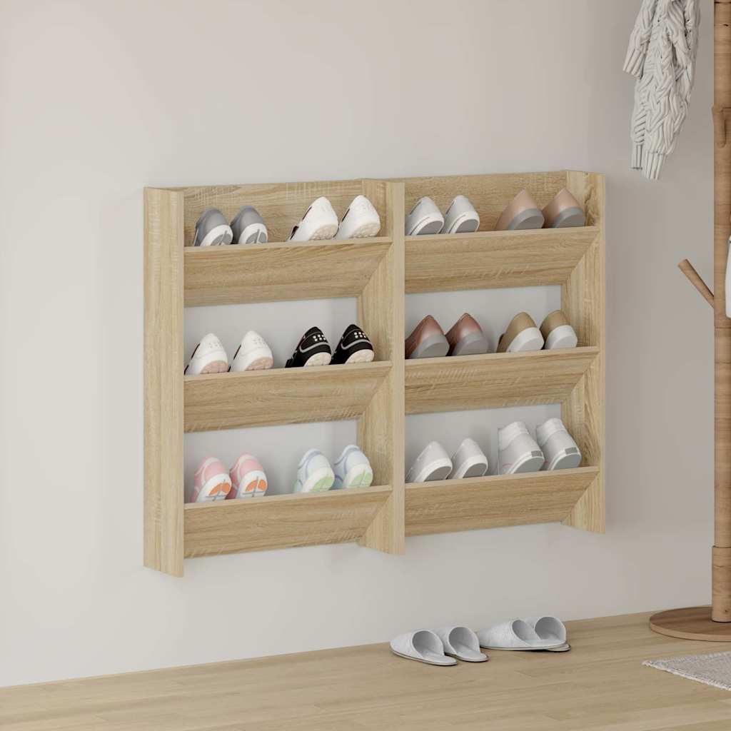 Wall Shoe Cabinets 2 pcs Sonoma Oak 23.6"x7.1"x35.4" Engineered Wood