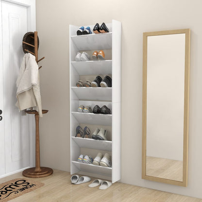 Wall Shoe Cabinets 2 pcs High Gloss White 23.6"x7.1"x35.4" Engineered Wood