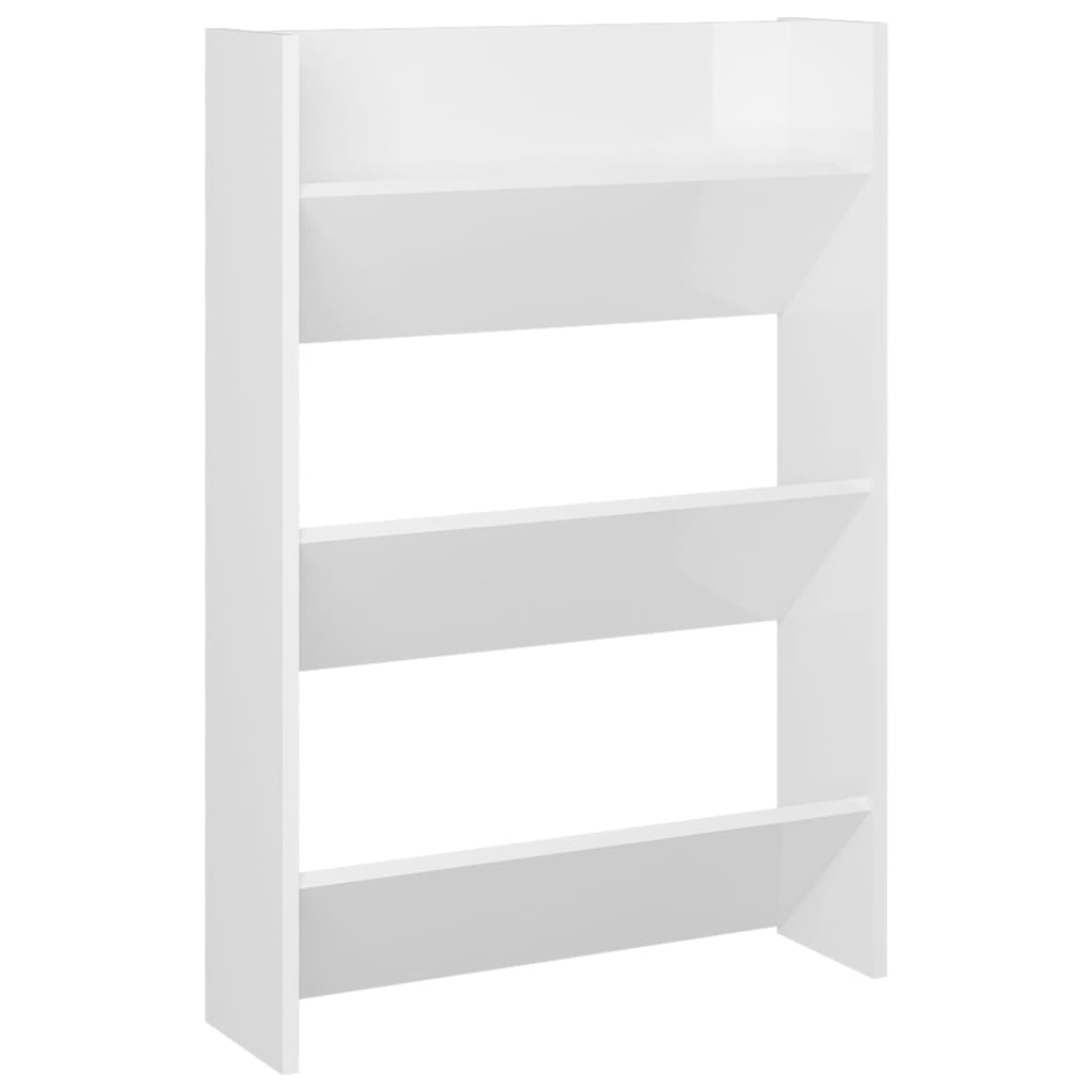 Wall Shoe Cabinets 2 pcs High Gloss White 23.6"x7.1"x35.4" Engineered Wood
