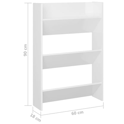 Wall Shoe Cabinets 2 pcs High Gloss White 23.6"x7.1"x35.4" Engineered Wood