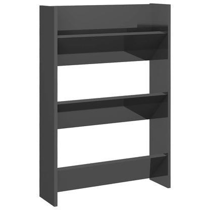 Wall Shoe Cabinet High gloss grey Engineered wood Medium