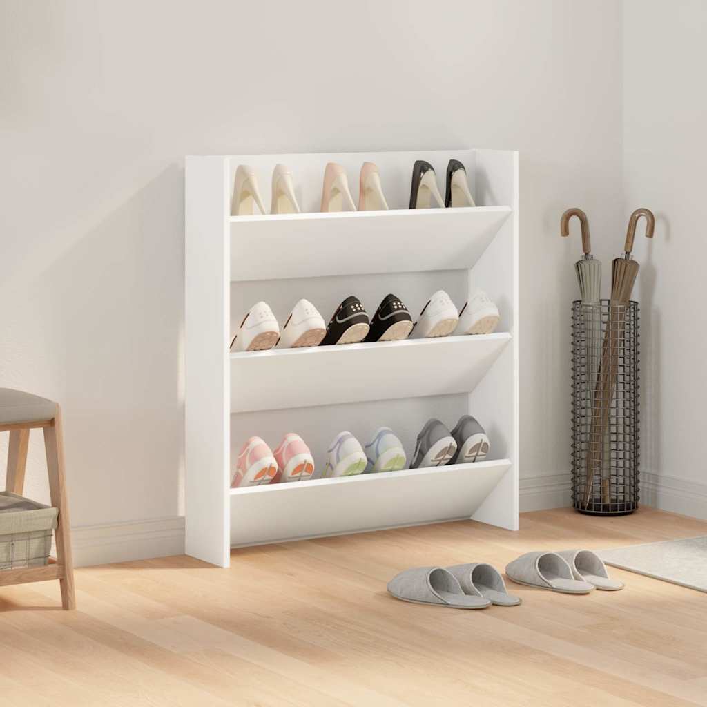Wall Shoe Cabinet White 31.5x7.1x35.4" Engineered Wood