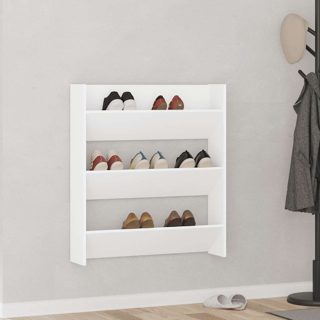 Wall Shoe Cabinet White 31.5x7.1x35.4" Engineered Wood