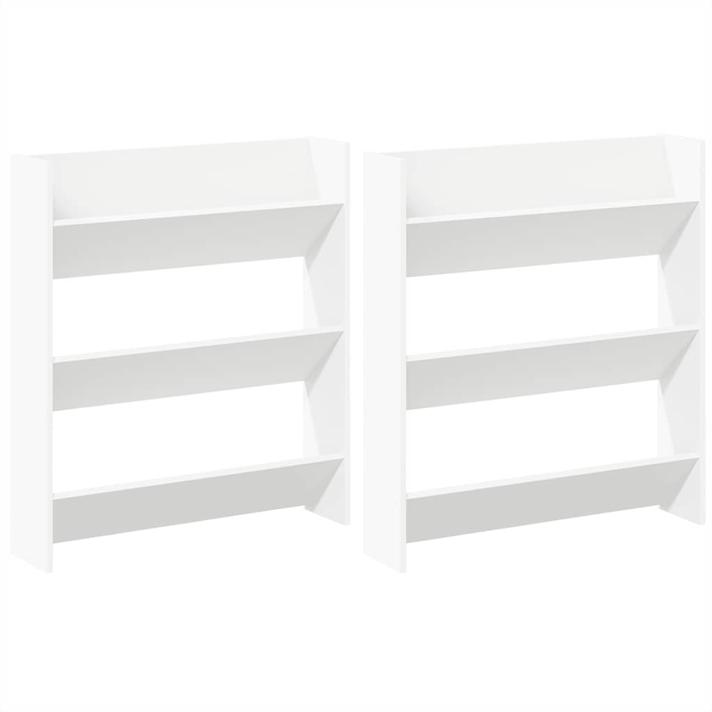 Wall Shoe Cabinets 2 pcs White 31.5"x7.1"x35.4" Engineered Wood