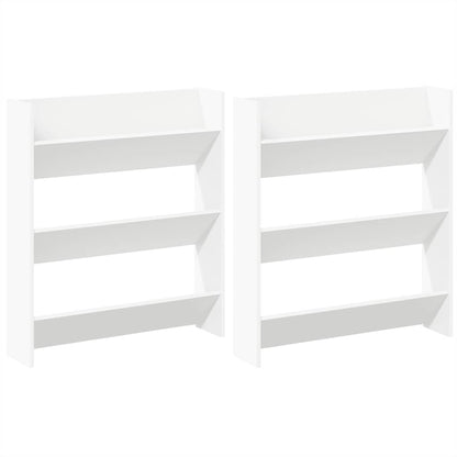 Wall Shoe Cabinets 2 pcs White 31.5"x7.1"x35.4" Engineered Wood