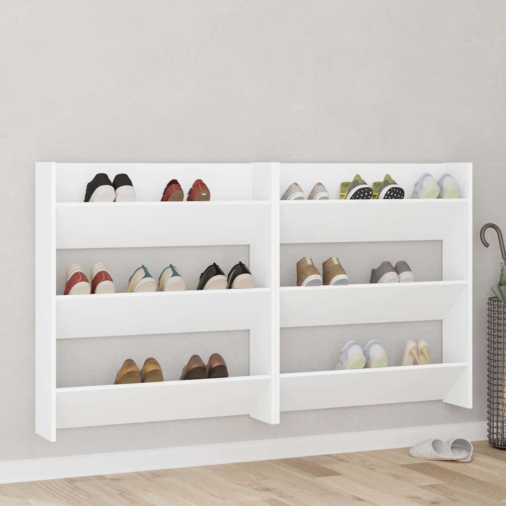 Wall Shoe Cabinets 2 pcs White 31.5"x7.1"x35.4" Engineered Wood