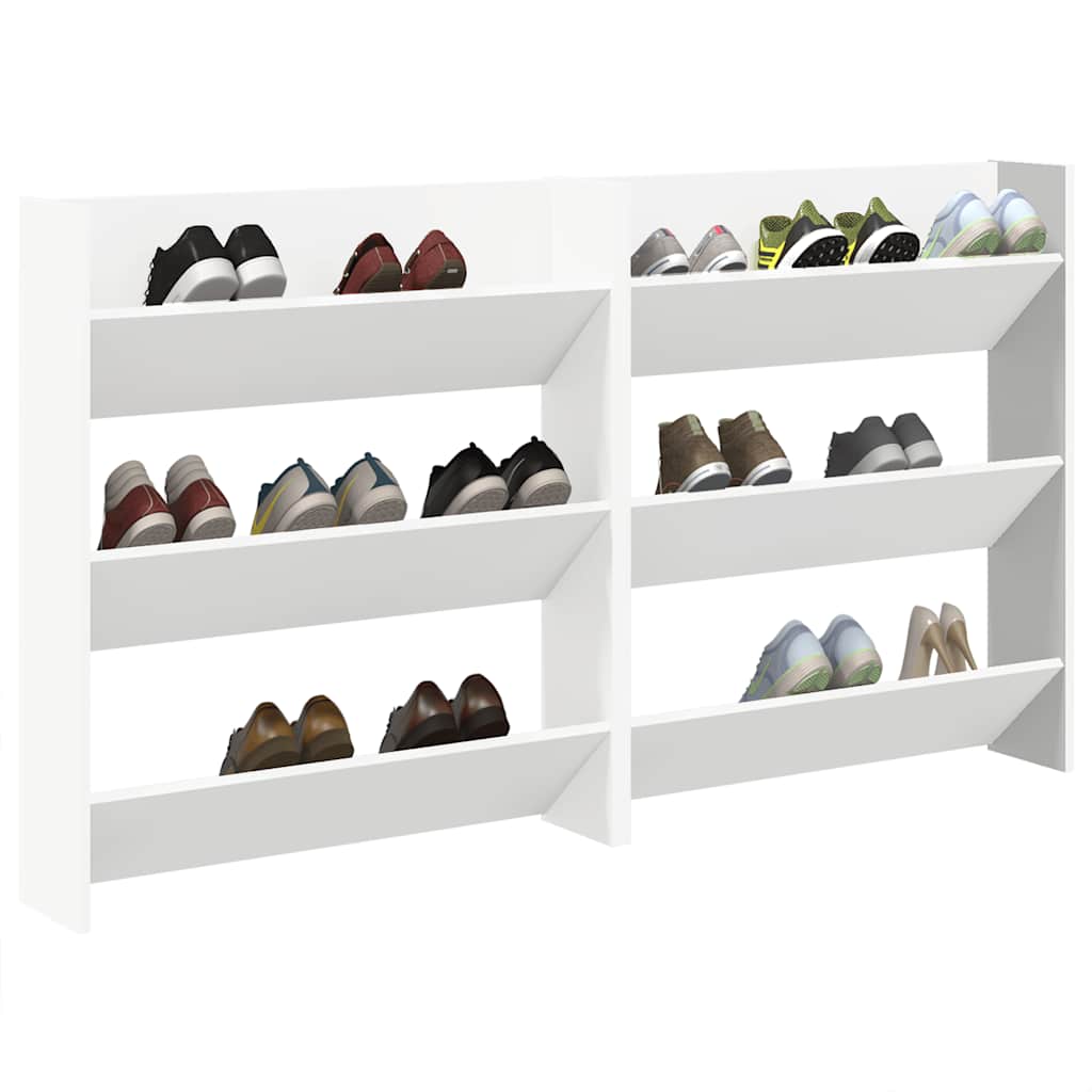 Wall Shoe Cabinets 2 pcs White 31.5"x7.1"x35.4" Engineered Wood