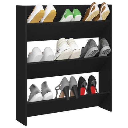 Wall Shoe Cabinet Black 31.5x7.1x35.4" Engineered Wood