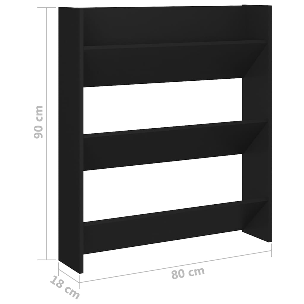 Wall Shoe Cabinet Black 31.5x7.1x35.4" Engineered Wood