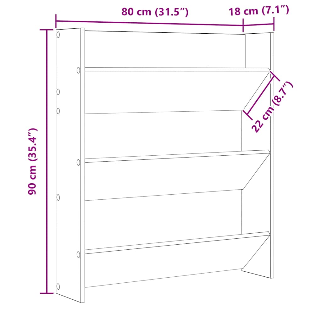 Wall Shoe Cabinet Black 31.5x7.1x35.4" Engineered Wood