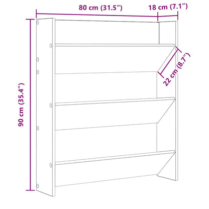Wall Shoe Cabinet Black 31.5x7.1x35.4" Engineered Wood