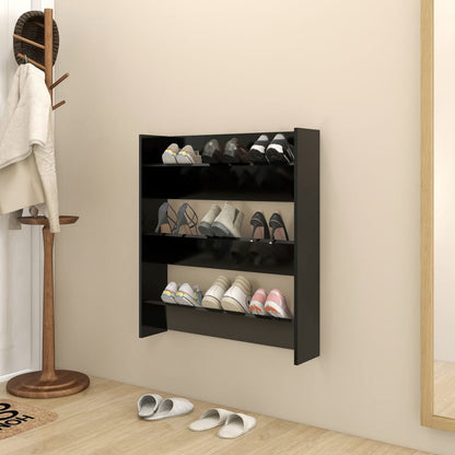 Wall Shoe Cabinet Black 31.5x7.1x35.4" Engineered Wood