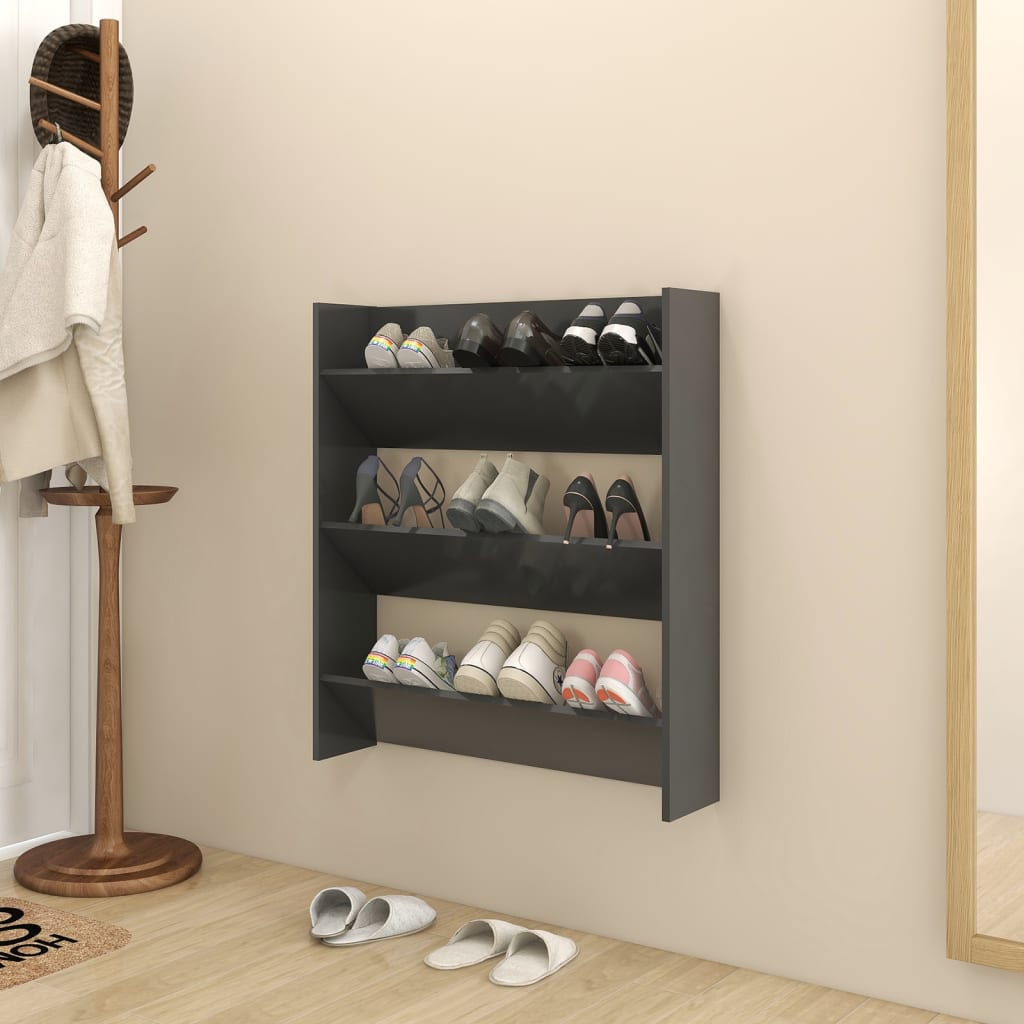 Wall Shoe Cabinet Gray 31.5"x7.1"x35.4" Engineered Wood