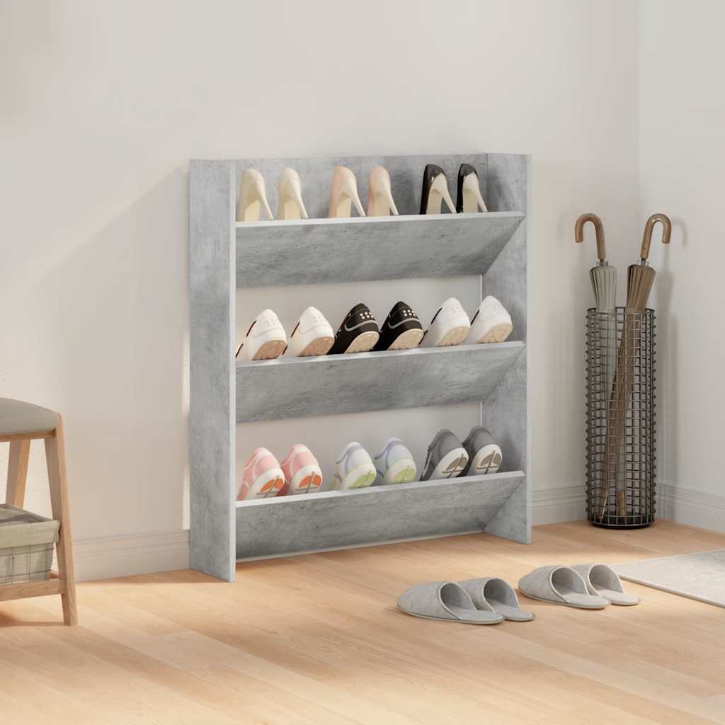 Wall Shoe Cabinet Concrete Gray 31.5"x7.1"x35.4" Engineered Wood