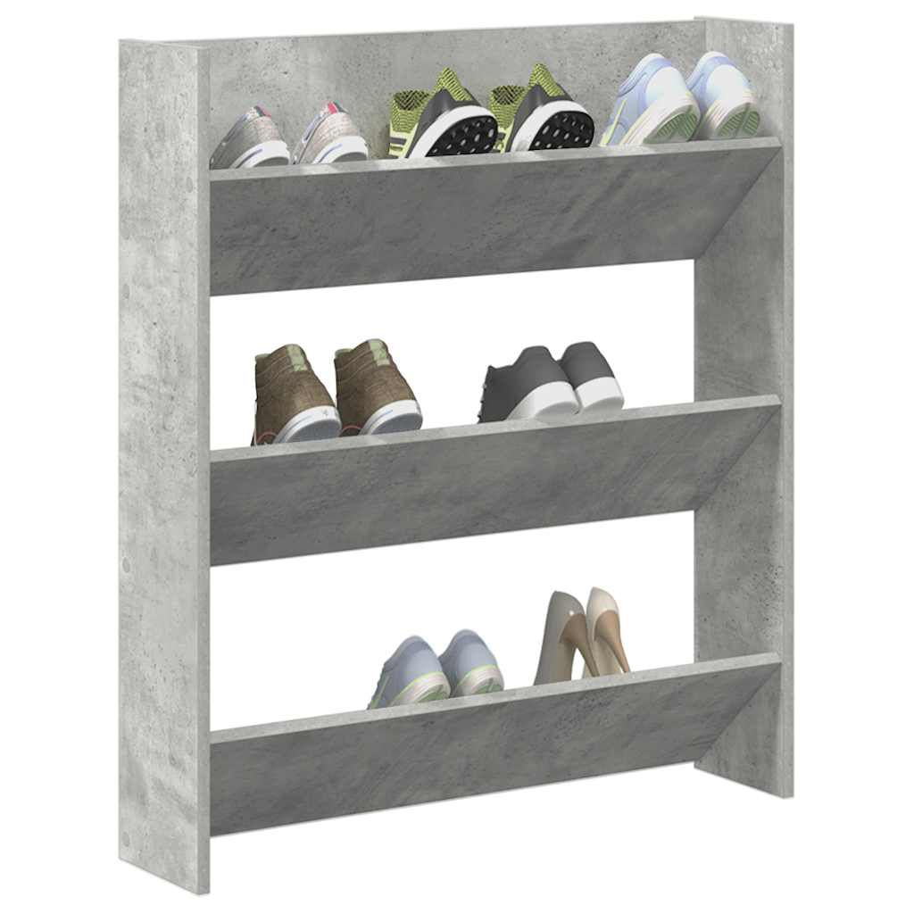 Wall Shoe Cabinet Concrete Gray 31.5"x7.1"x35.4" Engineered Wood