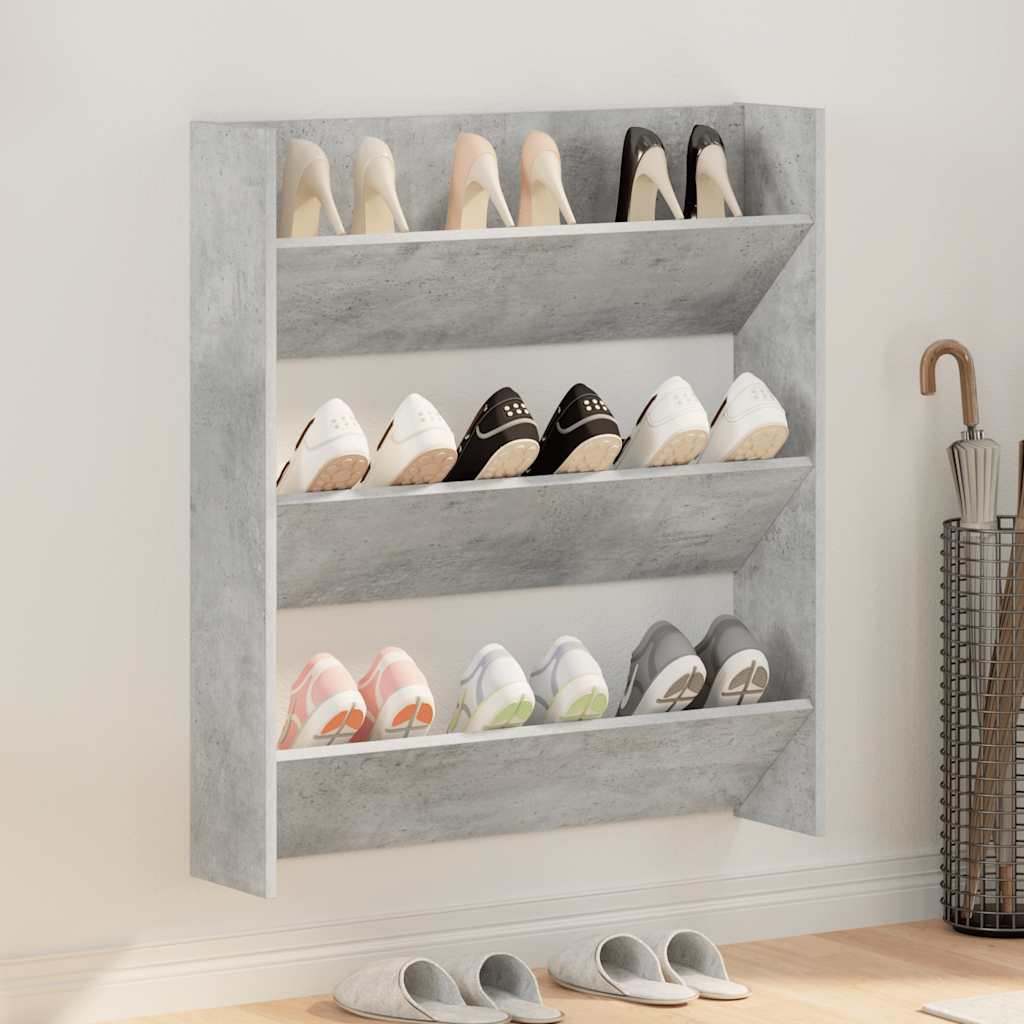 Wall Shoe Cabinet Concrete Gray 31.5"x7.1"x35.4" Engineered Wood