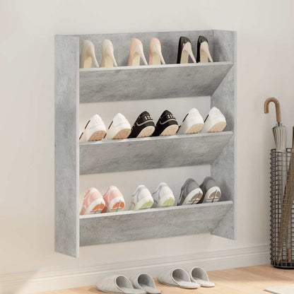 Wall Shoe Cabinet Concrete Gray 31.5"x7.1"x35.4" Engineered Wood