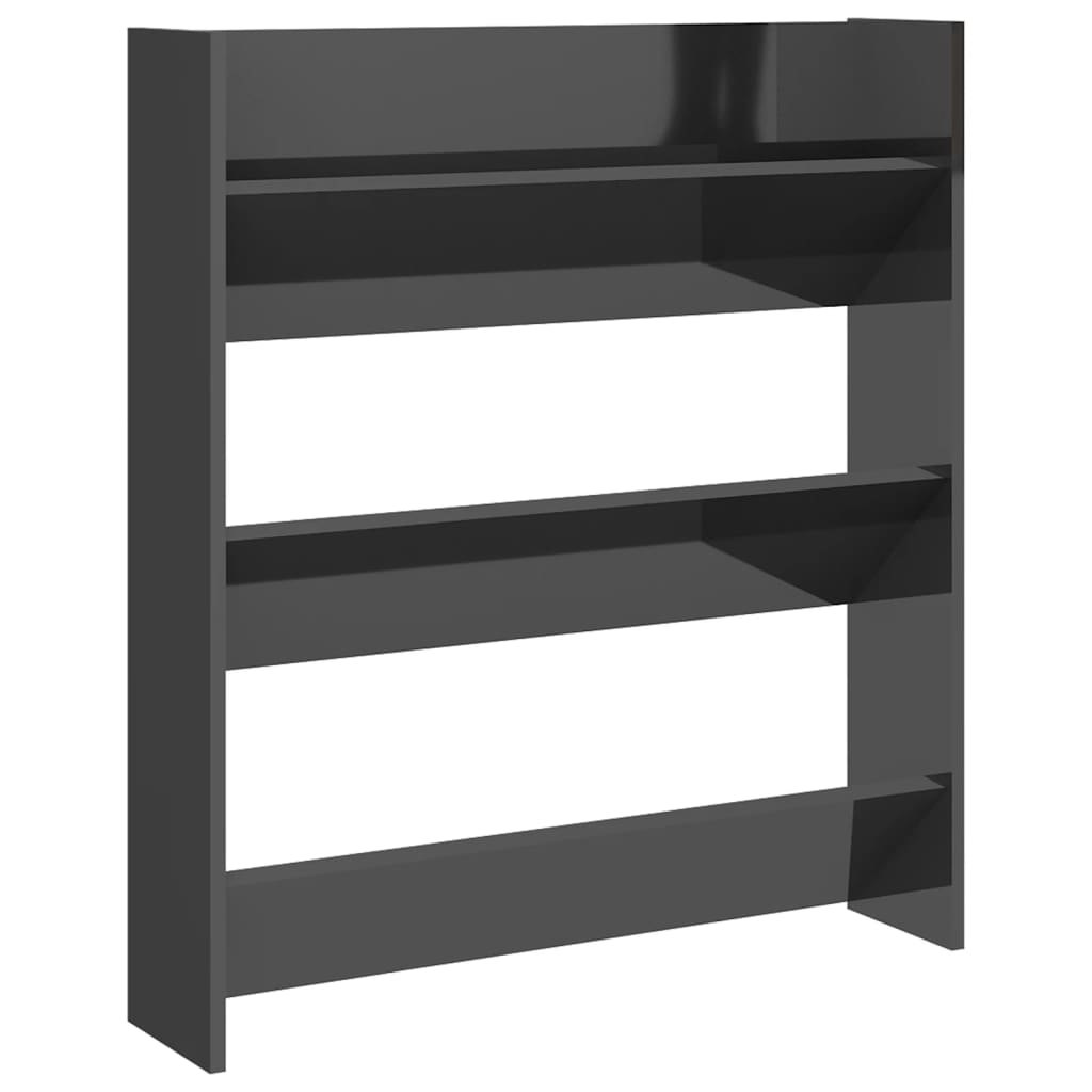 Wall Shoe Cabinet High Gloss Gray 31.5"x7.1"x35.4" Engineered Wood