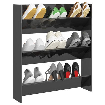Wall Shoe Cabinet High Gloss Gray 31.5"x7.1"x35.4" Engineered Wood