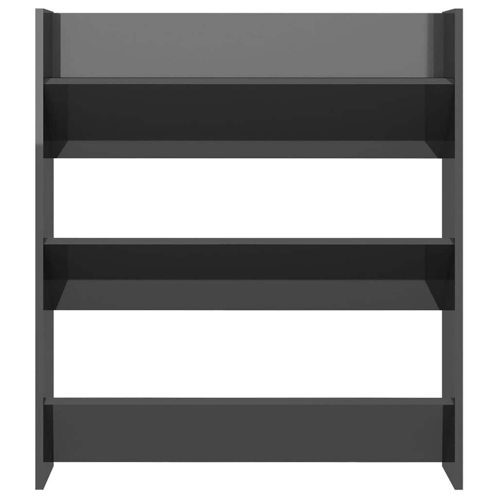 Wall Shoe Cabinet High Gloss Gray 31.5"x7.1"x35.4" Engineered Wood