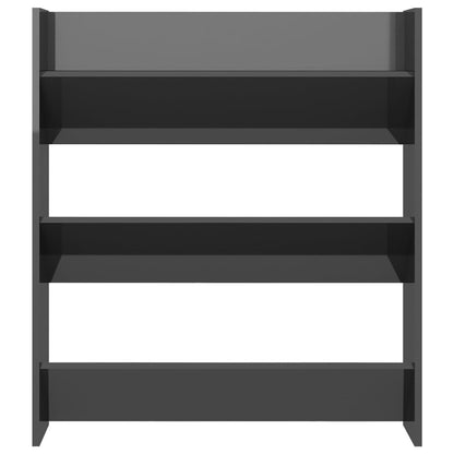 Wall Shoe Cabinet High Gloss Gray 31.5"x7.1"x35.4" Engineered Wood