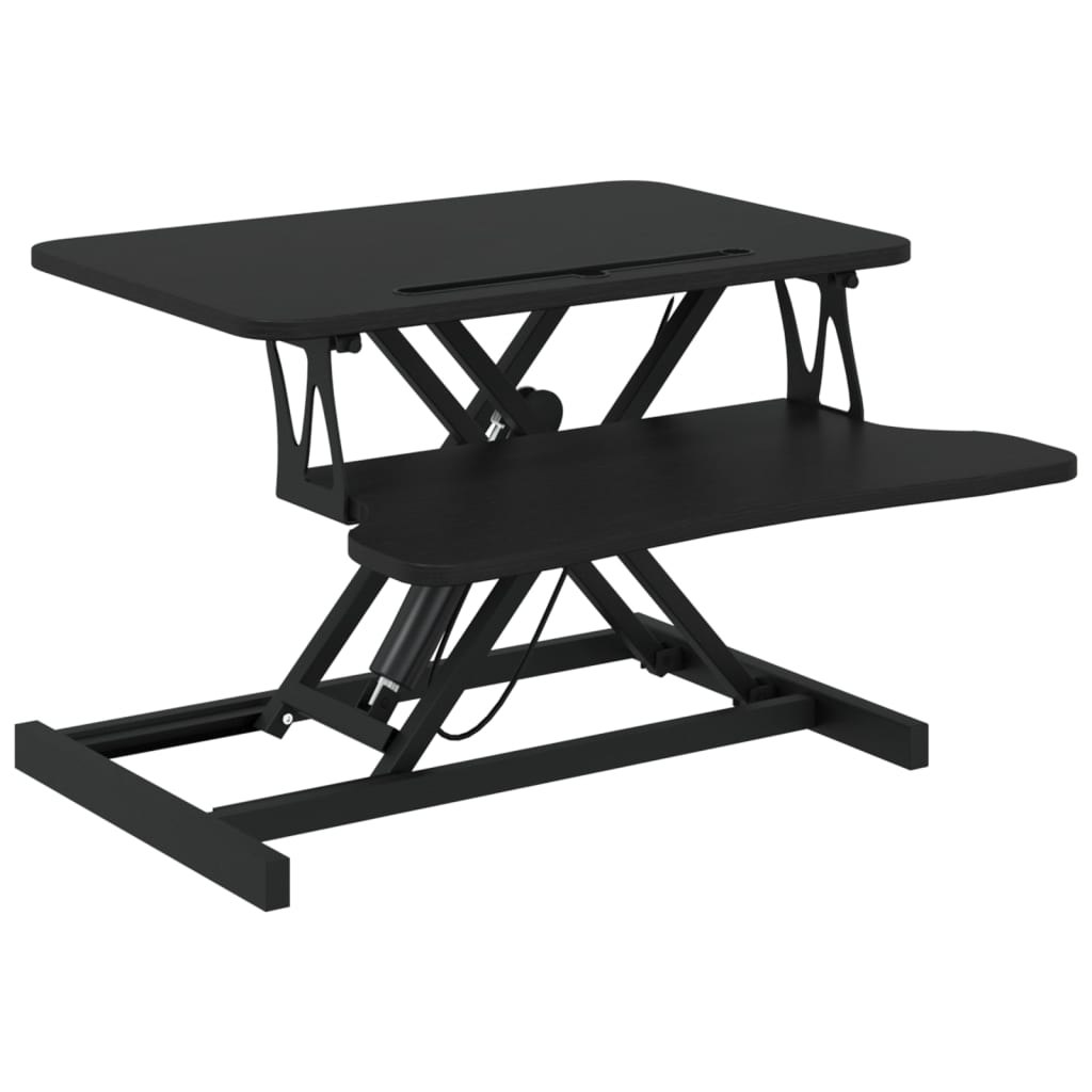 Adjustable Workstation Black Steel and Engineered Wood Compact
