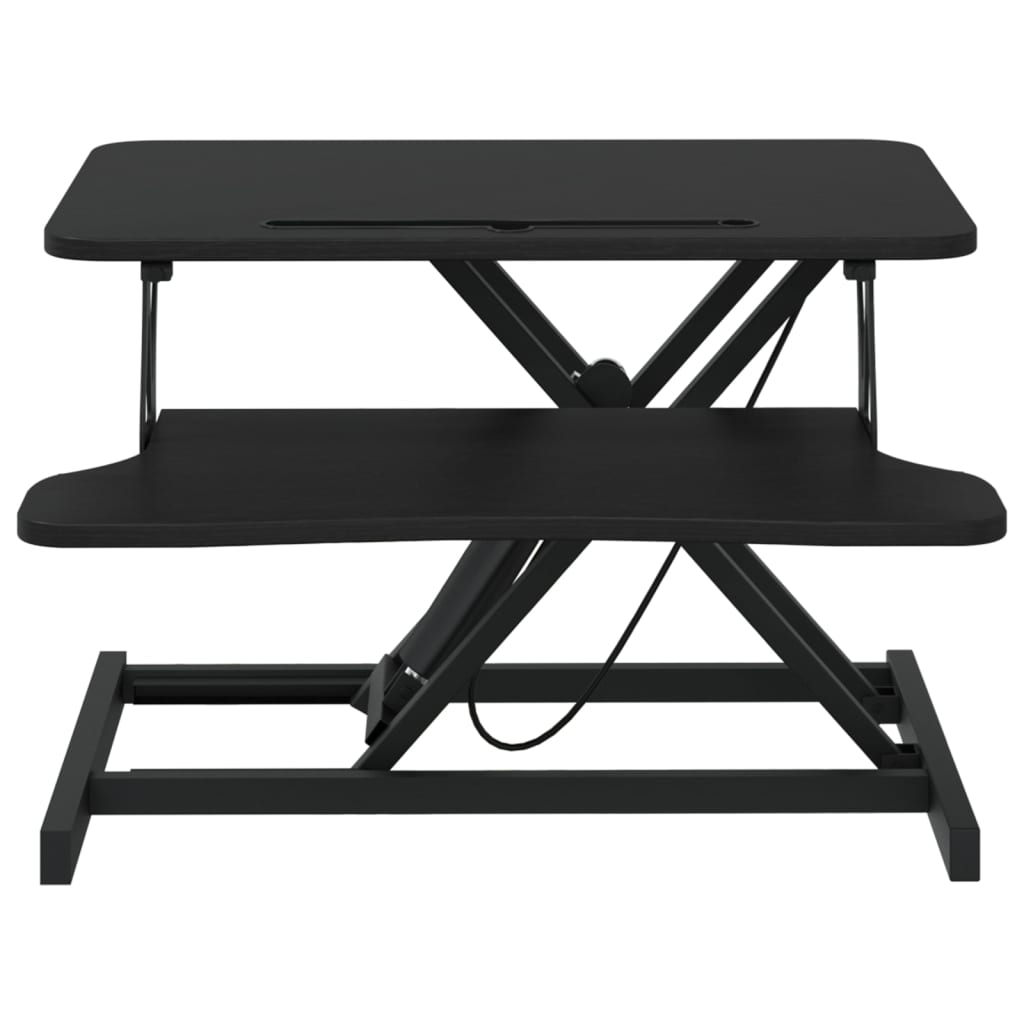 Adjustable Workstation Black Steel and Engineered Wood Compact