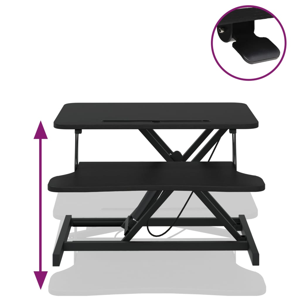 Adjustable Workstation Black Steel and Engineered Wood Compact