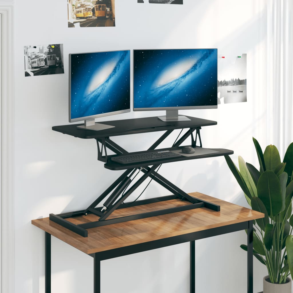 Adjustable Workstation Black Engineered wood, Steel Medium