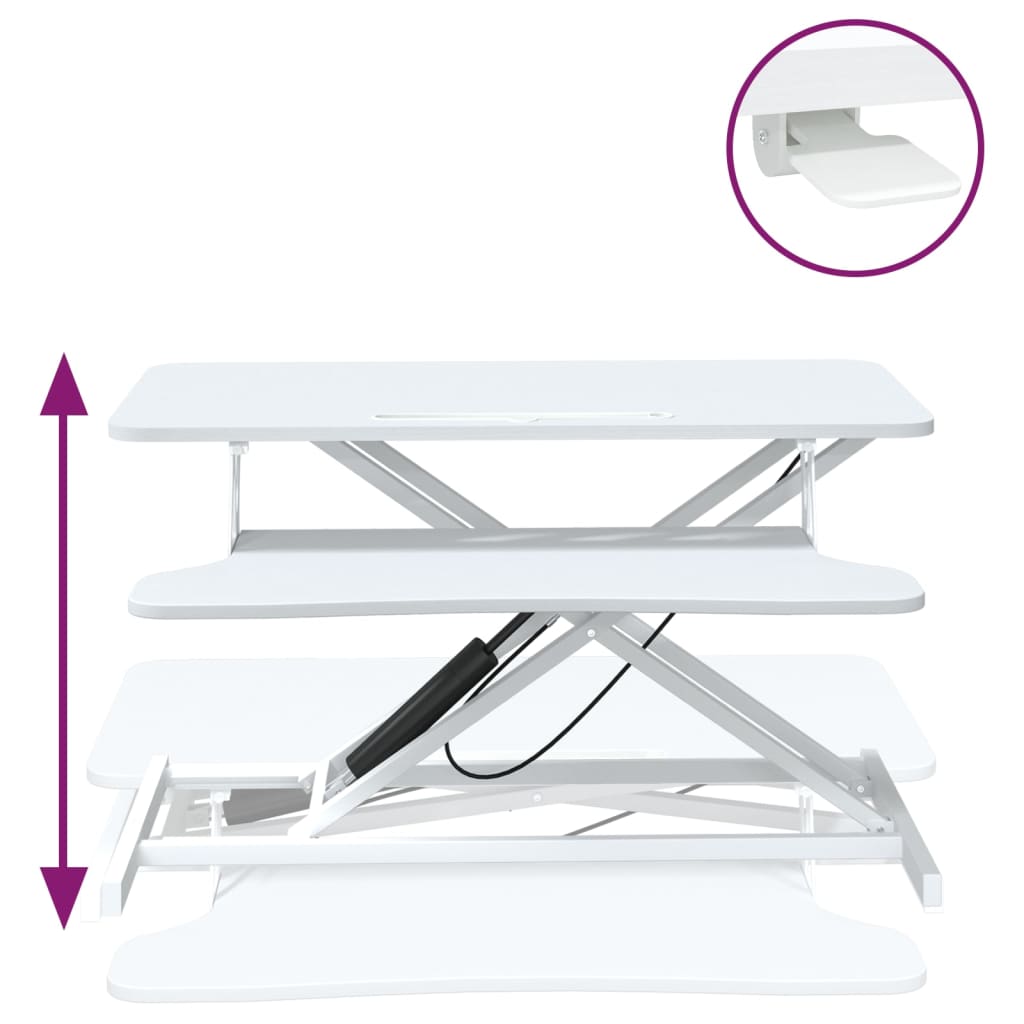 Adjustable Workstation White Steel, Engineered wood Standard