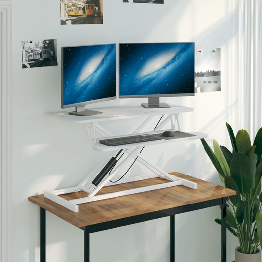 Adjustable Workstation White Steel, Engineered wood Standard