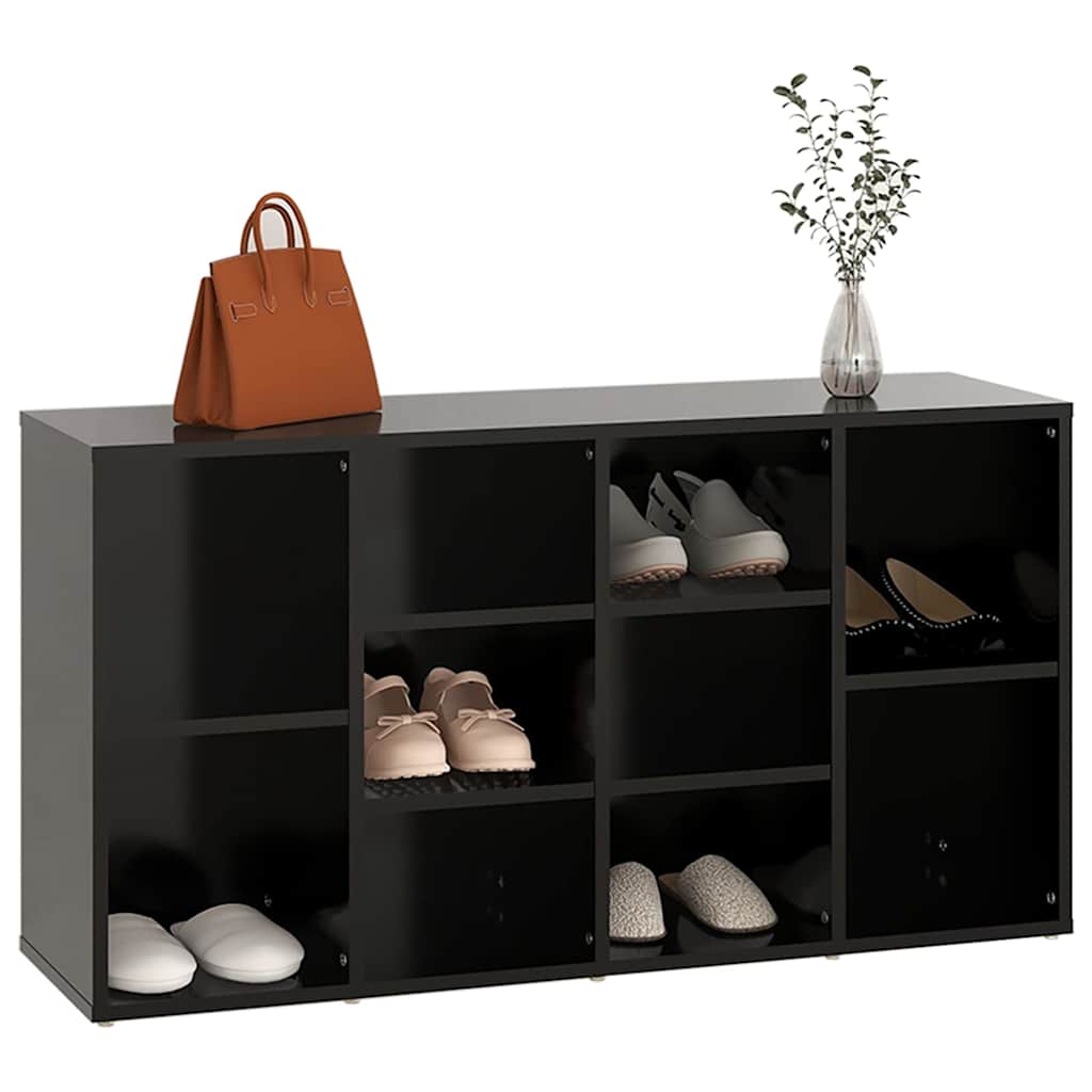 Shoe Bench Black 40.6x11.8x21.7" Engineered Wood