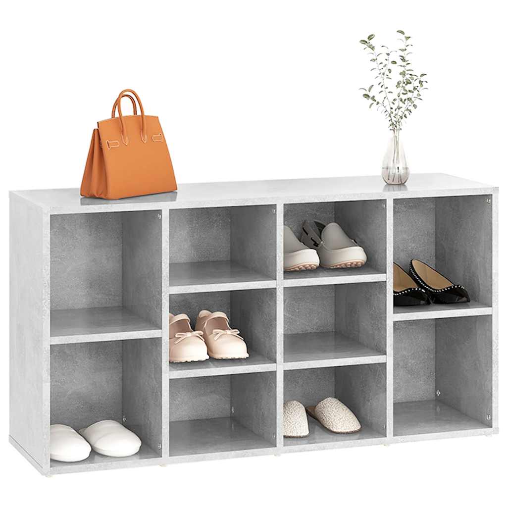 Shoe Bench Concrete Grey 40.6x11.8x21.7" Engineered Wood